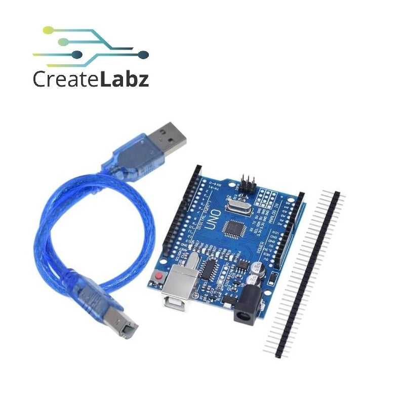 Arduino Uno R3 (Compatible, CH340G USB-serial, blue, with cable