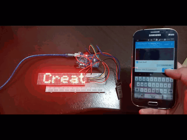 32x8 LED Matrix Message Display Using Bluetooth Commands from Mobile Phone