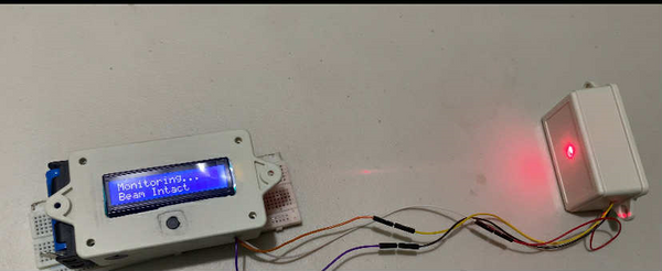 Laser Tripwire Box with LCD Alert Using Arduino Uno