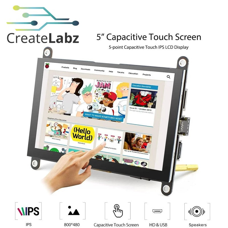 RC050 5 inch 800 x 480 Capacitive Touch LCD Display for Raspberry Pi/ PC/ SONY PS4