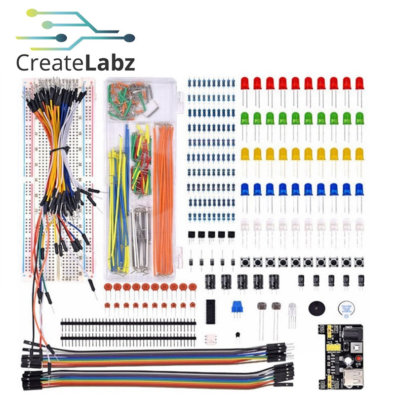 Basis Component Kit Basic Electronics Component Starter Kit with Breadboard 830 Tie-points ...