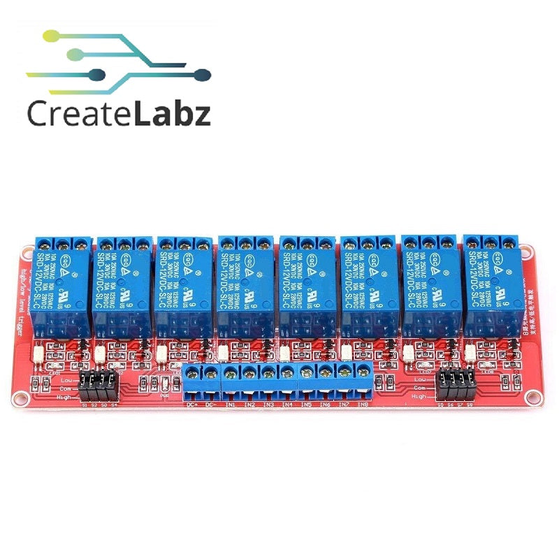 Relay Module  8-channel relay 5/12V 10A, Optocoupler Isolation