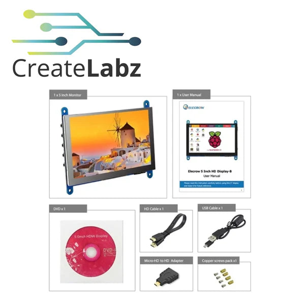 RC050 5 inch 800 x 480 Capacitive Touch LCD Display for Raspberry Pi/ PC/ SONY PS4