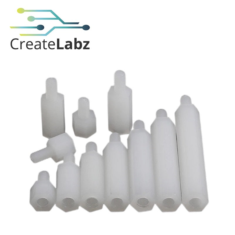 M3 White Single Pass Hexagonal Nylon Spacer / Stand-off