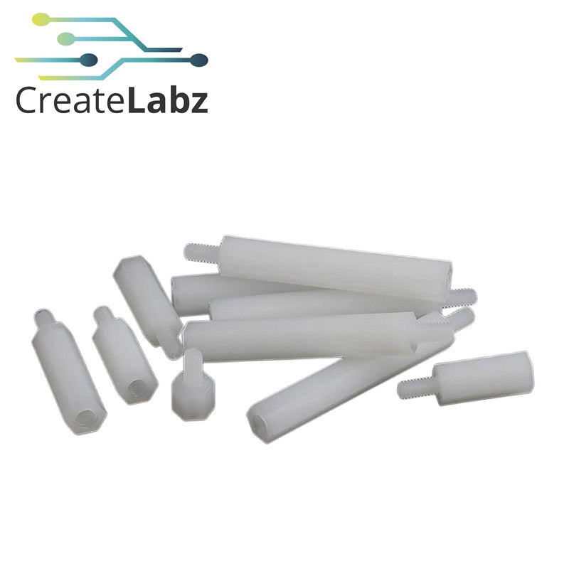 M3 White Single Pass Hexagonal Nylon Spacer / Stand-off