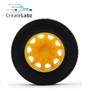 Rubber Wheel, Yellow, 42mm, Recessed Hub, for smart robot car