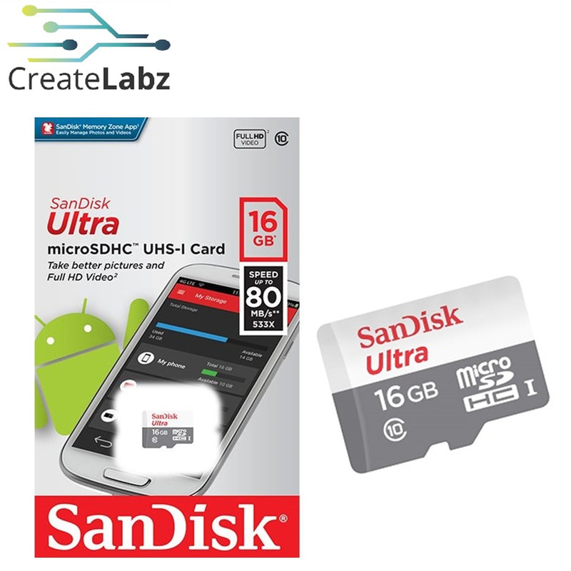 MicroSDXC UHS-I card, 16GB SanDisk Ultra Class 10