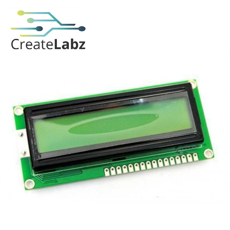 LCD display 1602 (2 rows 16 columns); OPTIONS: yellow-green /  blue