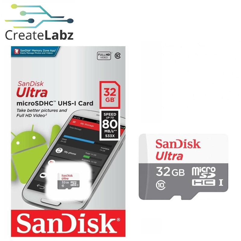 MicroSDXC UHS-I card, 32GB SanDisk Ultra Class 10