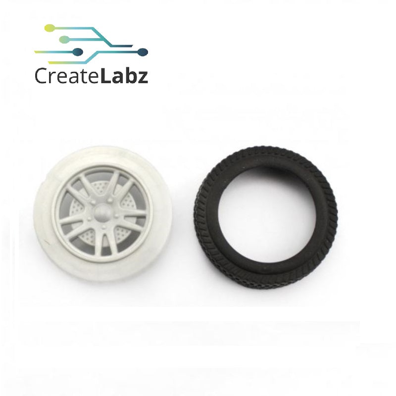 Rubber Wheel, Grey, 3x56mm for smart robot car