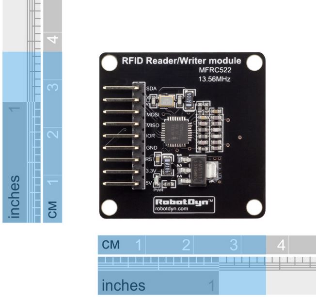 RFID Reader/Writer, NFC module, MFRC522 13.56Mhz, SPI/I2C(Robotdyn)