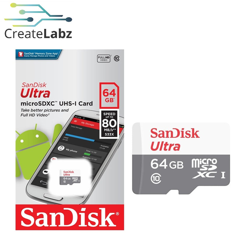 MicroSDXC UHS-I card, 64GB SanDisk Ultra Class 10
