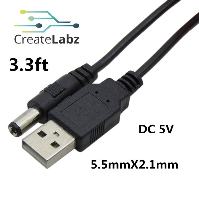 USB to DC Plug Connector (5.5x2.1mm) Supply Socket Power Cable