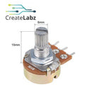 Linear Potentiometer, 3pin 15mm Shaft With Nuts And Washers