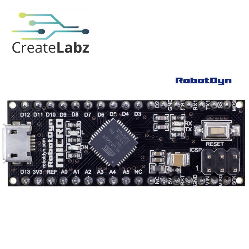Arduino Micro (Compatible, ATmega32U4-MU) – CreateLabz Store