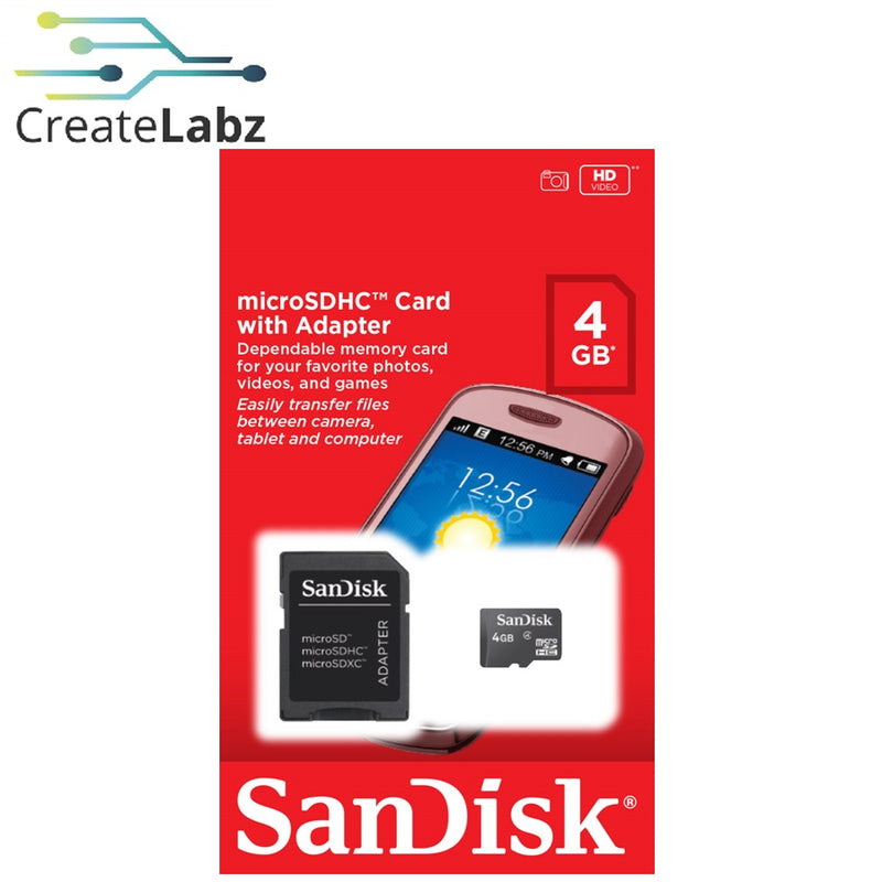MicroSDXC UHS-I card, 4GB SanDisk Class 10